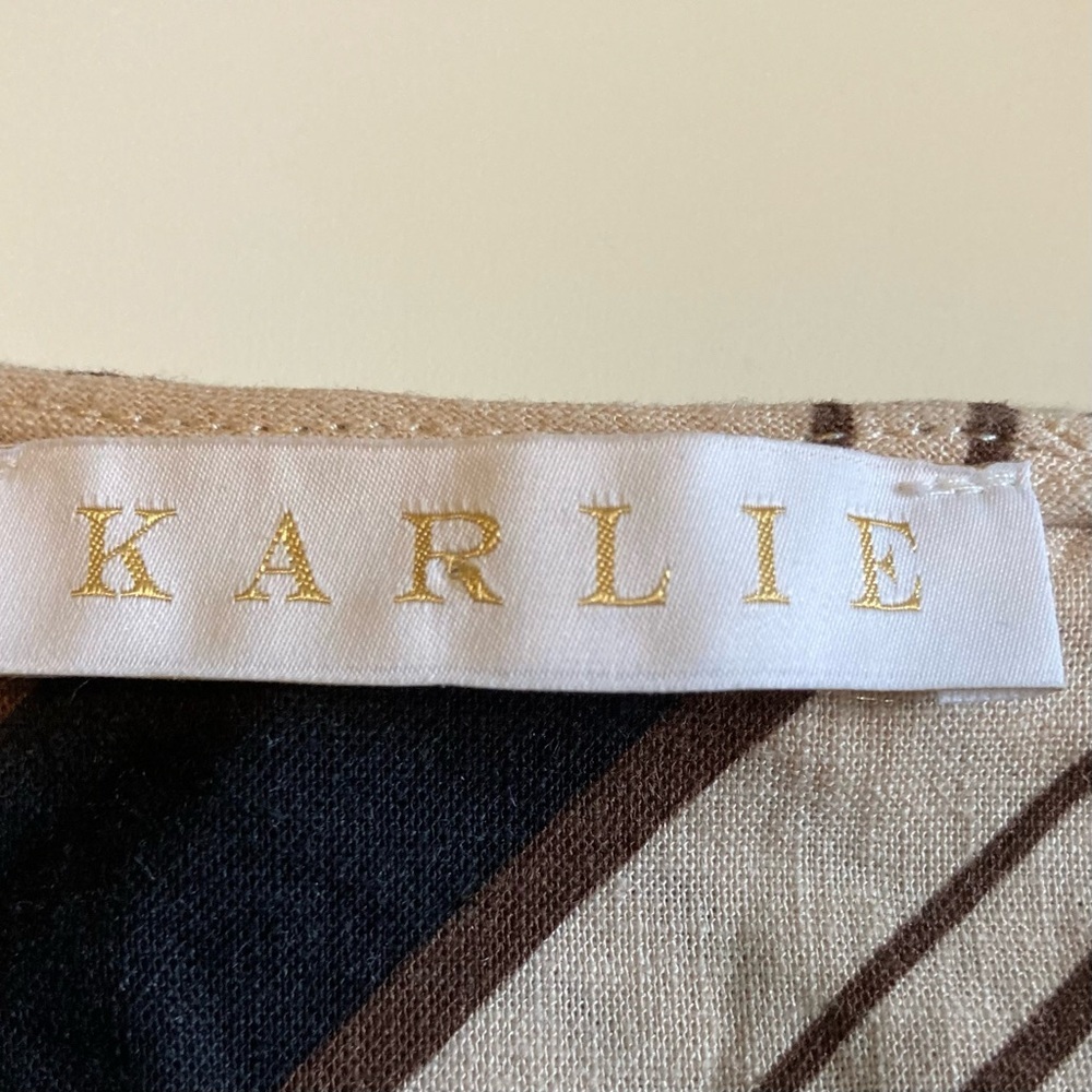 Long Sleeved Ruffle Top‎ | Black & Cream Striped Blouse Karlie 100% Cotton - Picture 4 of 11